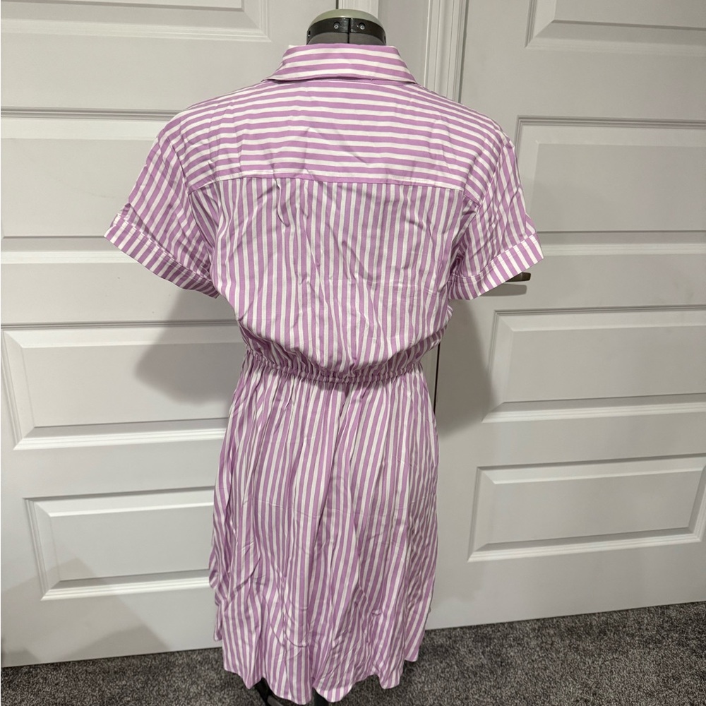 Loft purple stripe button down dress - Picture 2 of 3